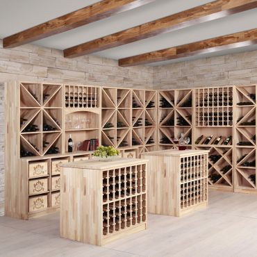 Wine rack series PRESTIGE made of solid oak, natural