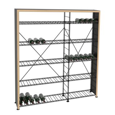 Wine rack LA CAVE, H 170 x W 153 cm, 10 shelves, wooden frame