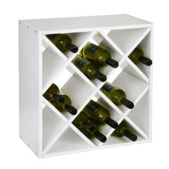 Wine rack 52 cm, diamond, shaped inserts, white painted
