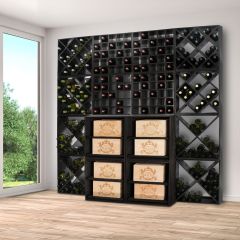 Wine rack system 52, black stained