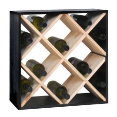 Wine rack 52 cm, diamond, black/natural