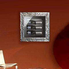 Wall wine rack "Quadro Vino" for 3 btl., silver / black