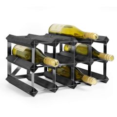 Modular wine rack system TREND solid wood, dark oak