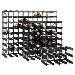 Wooden wine rack system TREND, black stain, D 22,8 cm