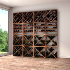 Wooden wine rack system, CUBE 50, tobacco