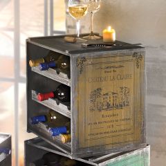 Wooden wine rack ANTIK yellow