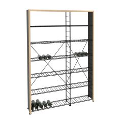 Wine rack LA CAVE, H 220 x W 153 cm, 12 shelves, wooden frame