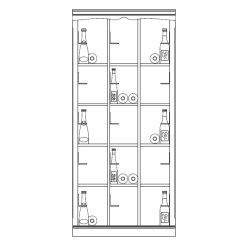 Piedmont wine rack system, model 5, oak veneer, dark brown