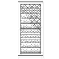 Piedmont wine rack system, model 12, with mesh door, oak veneer, dark brown