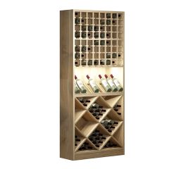 Wine rack PRESTIGE 3, with lighting, natural oak wood