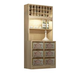 Wine rack PRESTIGE 6, with lighting, natural oak wood