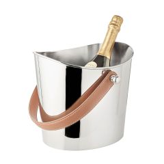 Wine/bottle cooler GILBERT, with leather handle, smooth