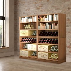 Wine rack sideboard, pear wood, consisting of 4 modules with 2 shelves incl. plinth, D 55 cm