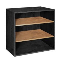 Shelving module D 55 cm with 2 shelves, ash graphite/country oak