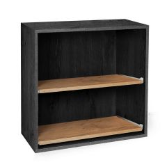 Shelving module with 2 pull-out shelves, ash graphite/country oak