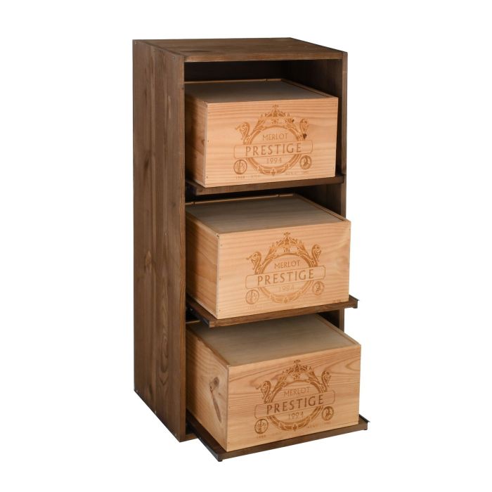 Wine rack BOX, sliding shelves for wine cases, brown
