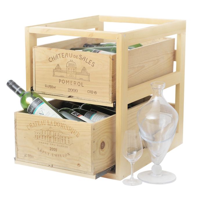 Wine rack CASE, for 2 wine cases, light brown