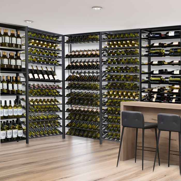 Wine rack system BLACK PURE, made of black metal