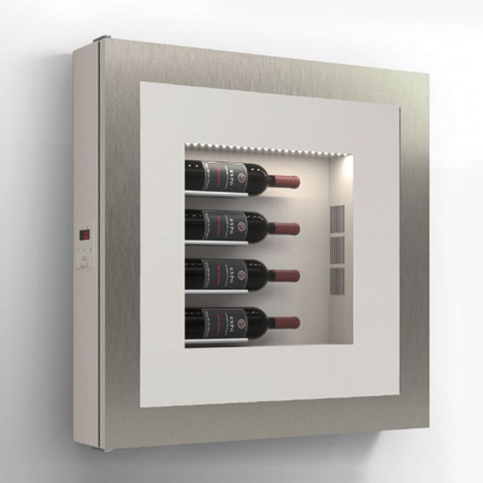 Climatised Wall Presentation QUADRI VINO silver/white, 4 Btl.