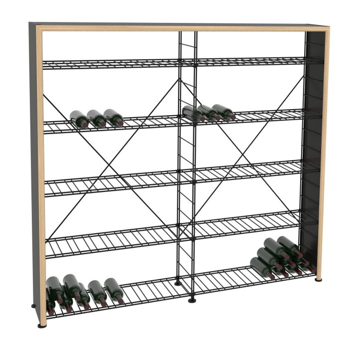 Wine rack LA CAVE, H 170 x W 183 cm, 10 shelves, wooden frame