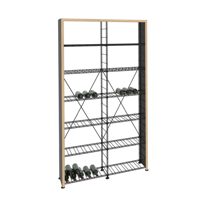 Wine rack LA CAVE, H 220 x W 123 cm, 12 shelves, wooden frame