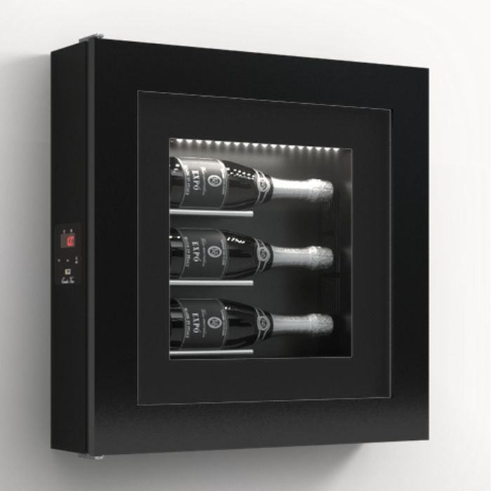 Climatised wall wine rack for 3 bottles, model 6