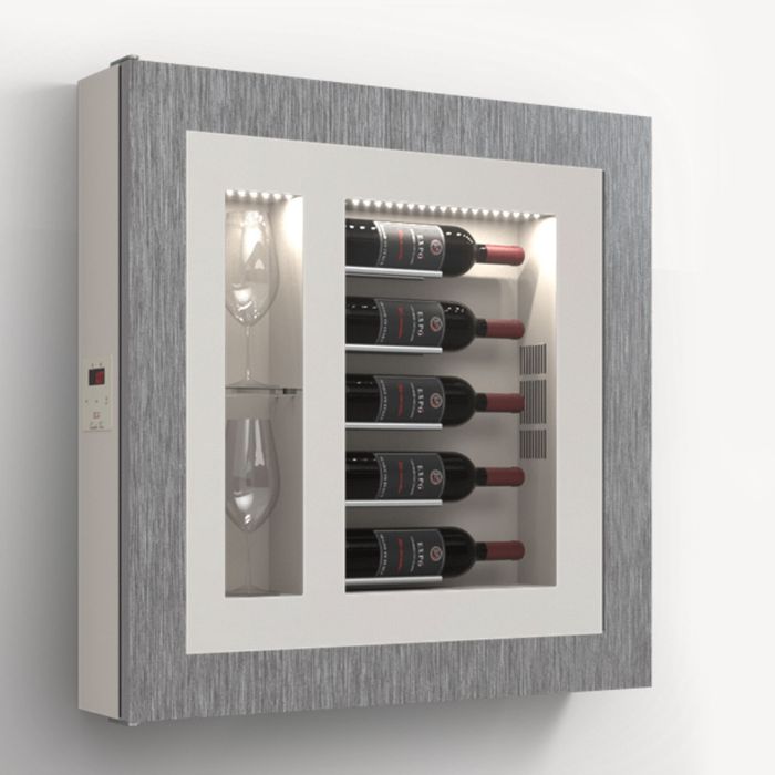 Climatised wall wine rack for 5 bottles, model 2