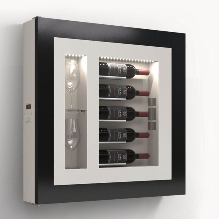 Climatised wall wine rack for 5 bottles, model 3