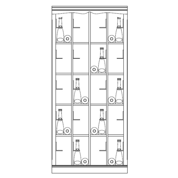 Wine rack system Piedmont, model 5, fir wood, white with light brown veneered alder edge