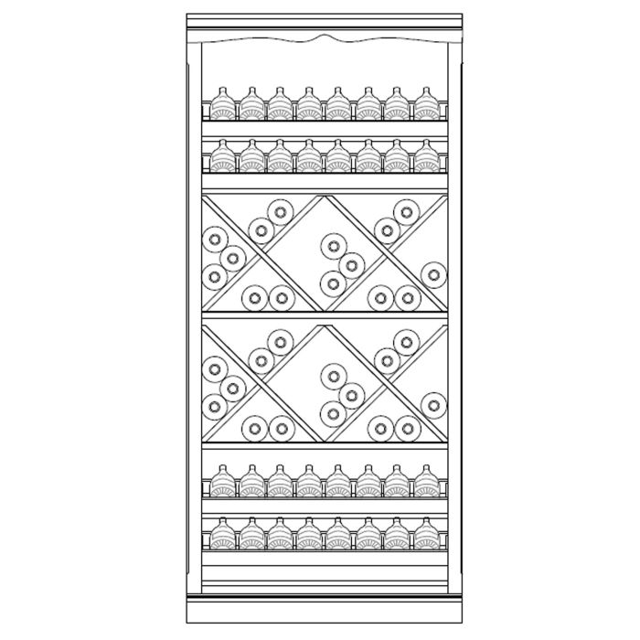 Piedmont wine rack system, model 10, oak veneer, dark brown