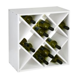 Wine rack 52 cm, diamond, shaped inserts, white painted