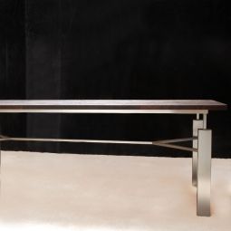 Table ACINO, wine red with stainless steel frame