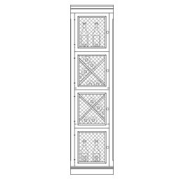 Piedmont wine rack system, model 4, with mesh door, oak veneer, dark brown