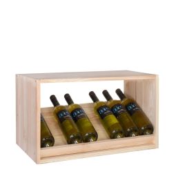 Wine rack 60 cm with one presentation shelf, untreated pine
