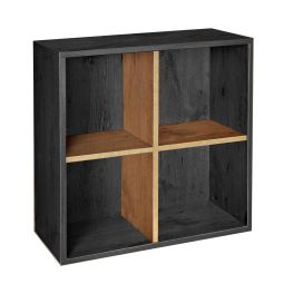 Shelving module with 4 compartments, ash graphite/country oak
